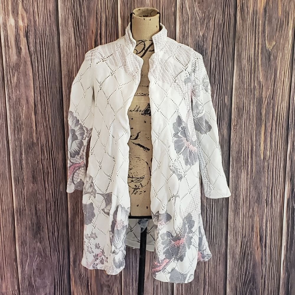 Anthropologie Knitted & Knotted Floral Cardigan